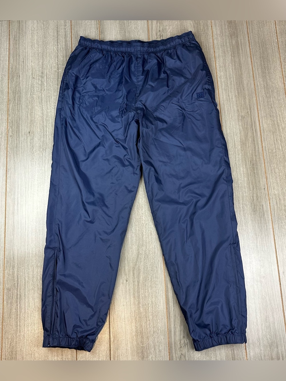 VTG Y2K Wilson Tennis Pants Mens L Warmup Windsuit Lined Solid Blue